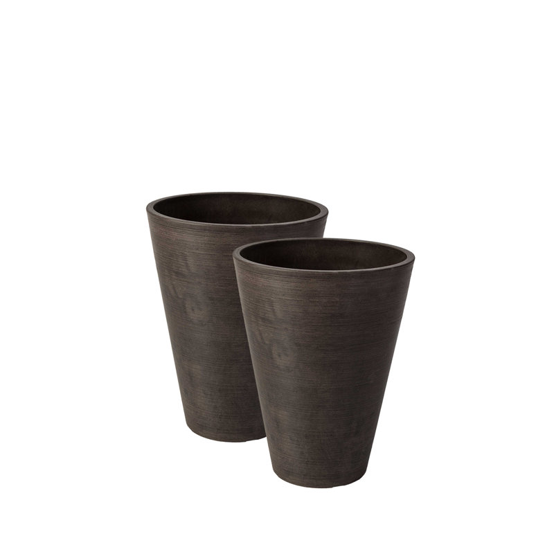Bayley Composite Round Pot Planter Set, Chocolate