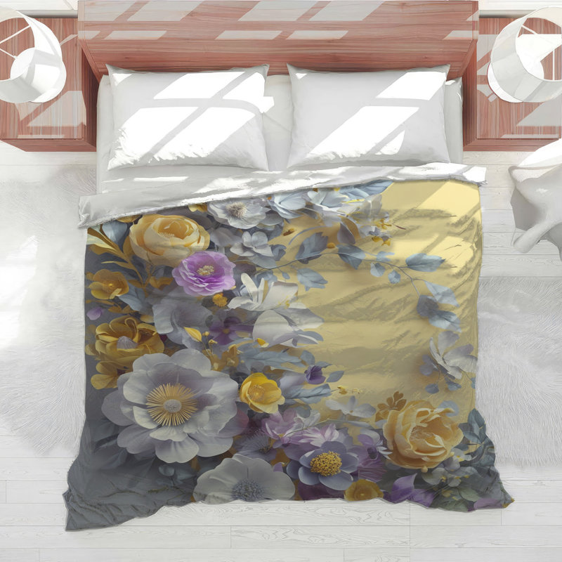 Floral Paper Art Comforter, Simple extra long