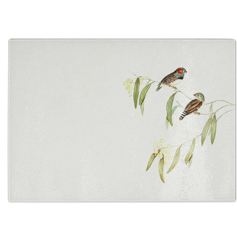 Tempered Glass Chestnut-Eared Finch Chopping Board, 28.5 cm W x 20 cm L