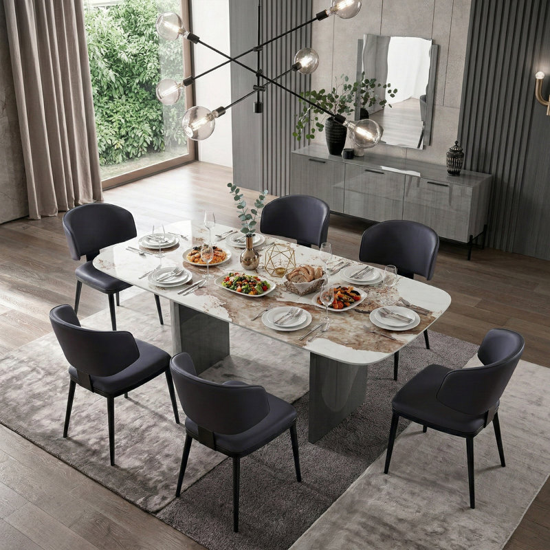 Table de salle à manger Hugette, H 29,53 po x L 70,87 po x l 35,43 po, Gris