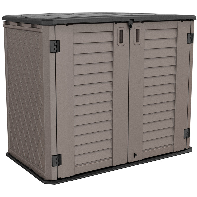 Outdoor 4 ft. 2 in. W x 2 ft. 5 in. D Weather-Resistant Plastic  Horizontal Storage Shed, Coffee