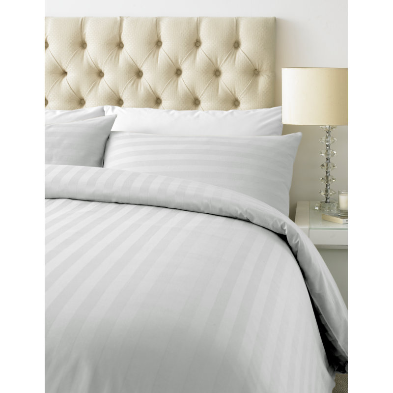 Nome Satin Solid Colour Duvet Cover Set with Pillowcases, Double - 2 Standard Pillowcases, White