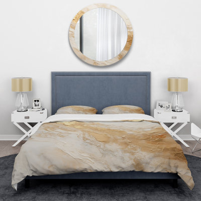 Ensemble de housse de couette en marbre doré et blanc Geode Magic - Abstract Marble