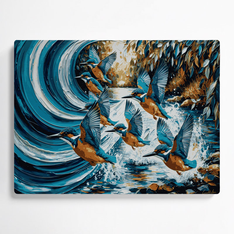 Oiseau martin-pêcheur gris, art mural en métal, H 11 po x l 14 po