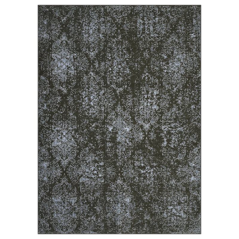 Boho Botanical Area Rug - Ultra-Thin, Soft & Washable Throw Carpet - Lightweight Vintage Floral for Living Room - 5x7ft, Brown Tone, USA Specification