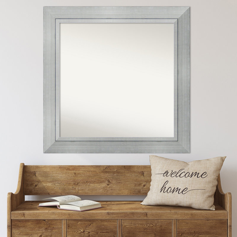 Miroir mural en bois massif Yousef, 35,25 po x 35,25 po, Carré