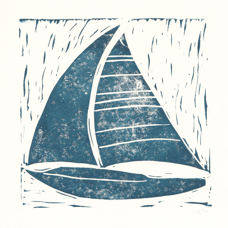 Nautical Collage On White IV, 30cm H x 30cm W x 3.8cm D, White/Blue