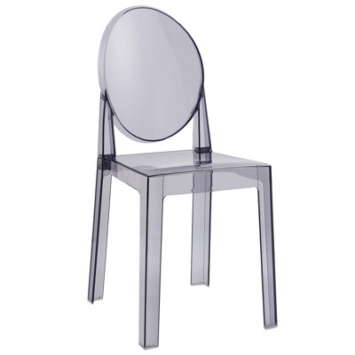 Glenmore Gravley Set of 2 Clear Polycarbonate Side Chairs – Mid‑Century Modern Dining Accent Chairs with Black Metal Legs