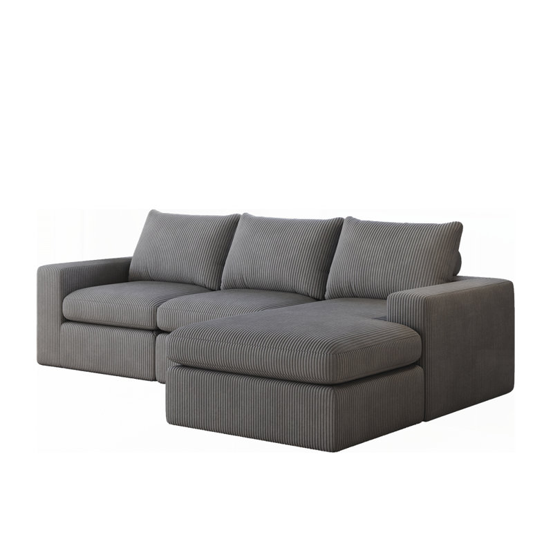 Canapé modulaire rembourré en L Boneless, Gris