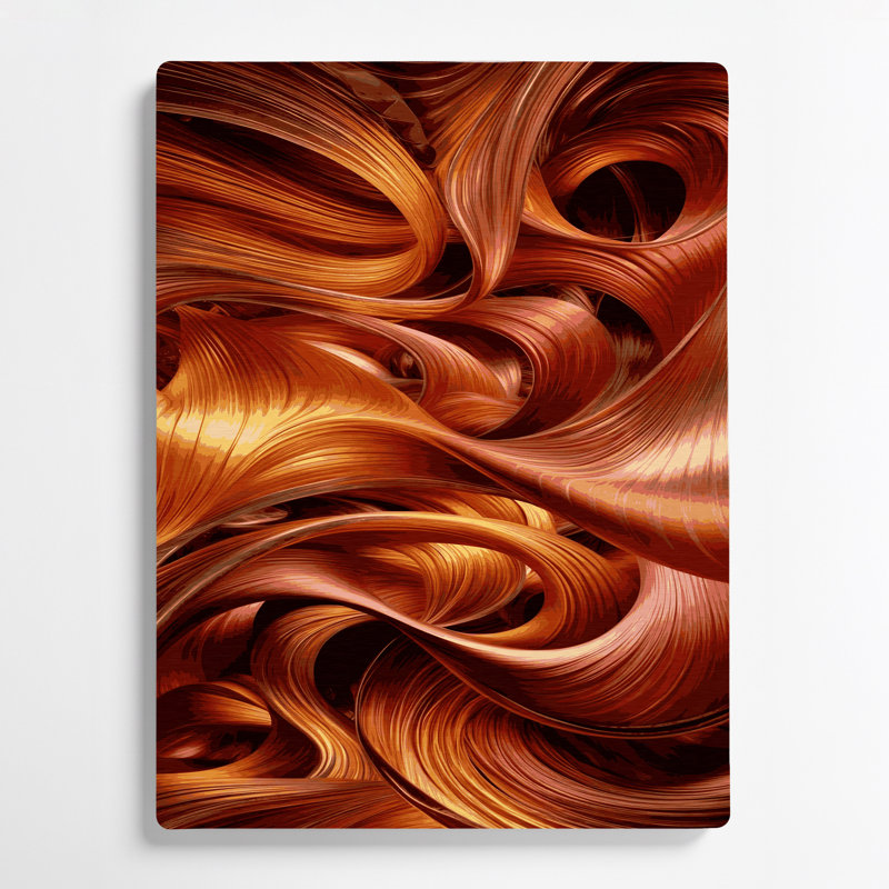 Abstraction numérique 23, art mural en métal brun, H 14 po x l 11 po