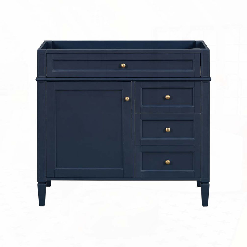 Armoire de rangement pour salle de bain avec 2 tiroirs et un tiroir basculant, Bleu
