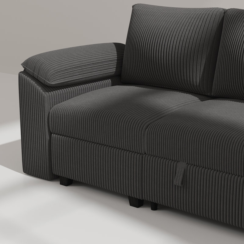 107" Cloud Modular Sectional Sofa with Ottoman,Modern Corduroy Couch for Living Room,7 Seat Sofa with Storage,U-Shaped Sofa,Random Combination