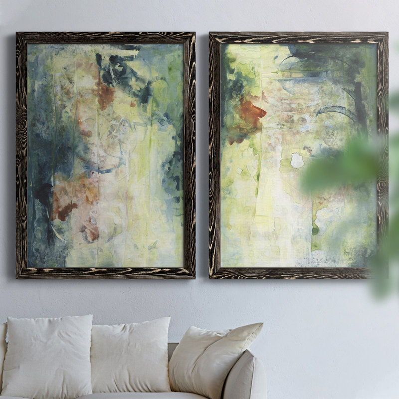 Nature's Elements I - Ensemble de 2 peintures sur toile encadrées, H 31,5 po x l 47 po x P 1,5 po, Cadre noir