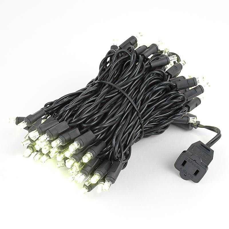 Mini-ensemble de petites chaînes à del pour l’extérieur 50' extérieur 100-ampoule, Blanc chaud, Noir