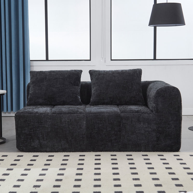 Canapé confortable en chenille pour une détente et un style dans n'importe quelle pièce, Black Chenille, Black
