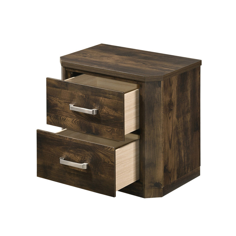 Table de chevet en bois avec 2 tiroirs