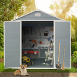 6x8 Resin Outdoor Storage Shed With Window Grey