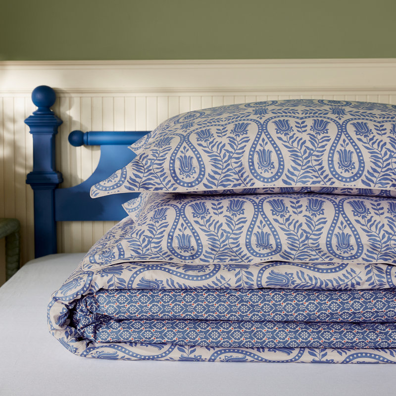 Wandering Indienne Cotton Percale Duvet Cover Set, Double Duvet Cover + 2 Pillowcases