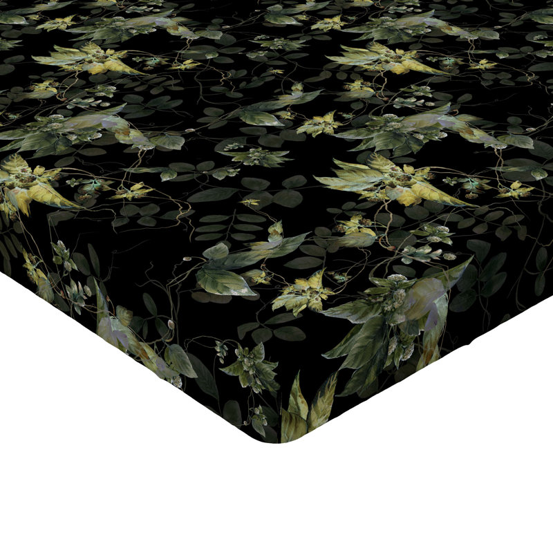 Drap-housse floral Ambesonne, Gris anthracite, gris, vert / floral 2, Drap-housse de taille très grand