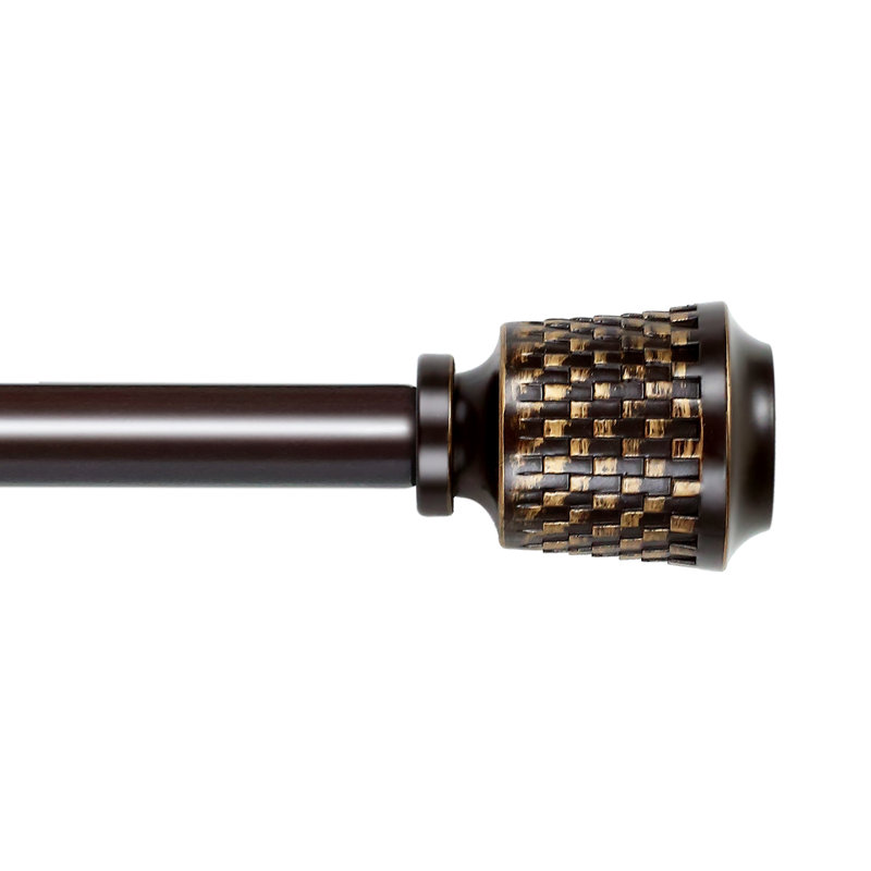 5/8" Single Curtain Rod With Vieve Finials, Bronze Gold, 28" - 48"