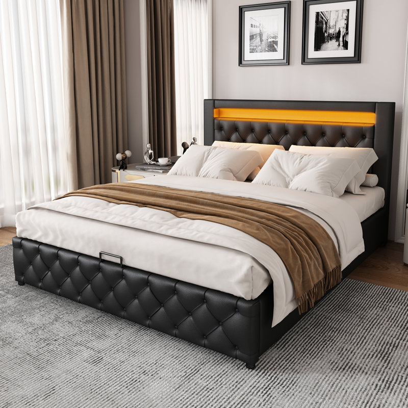 Solid Wood Bed Frame, Black