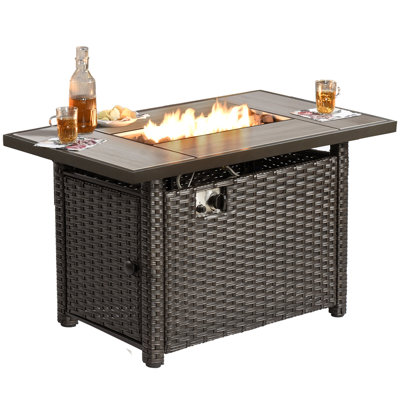 Rectangle Iron Propane Fire Pit Table