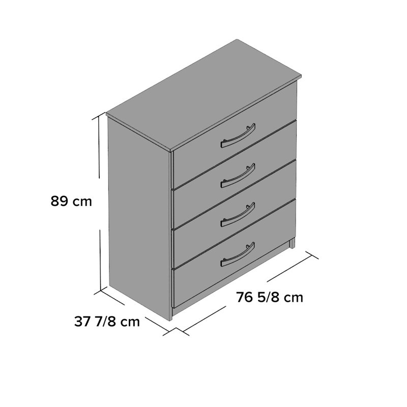 Marquitta 4 Drawer 76.6Cm W Dresser, Grey
