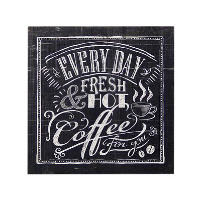 « coffee every day », art textuel sur bois