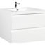 Meuble-lavabo 36 po avec tiroirs à fermeture en douceur, lavabo moderne en résine blanc brillant et lavabo flottant Graceful Aesthétique