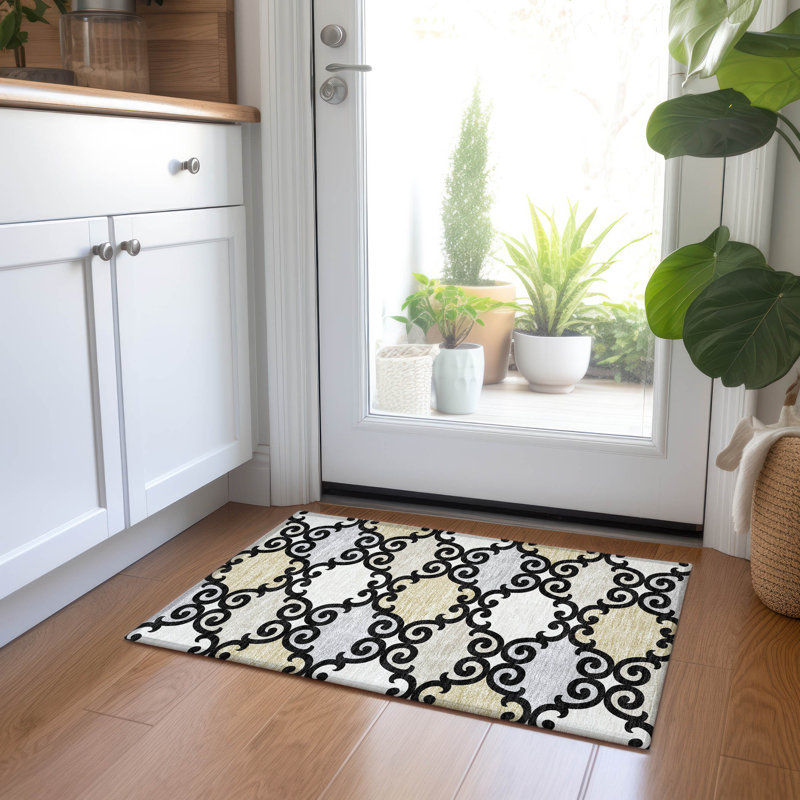 Malek Indoor/Outdoor Area Rug with Non-Slip Backing, Rectangle 1'8" x 2'6"