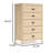 Abis Tall Dresser Chest, 5 Drawers, Natural Brown Wood, Black, 50 Inch