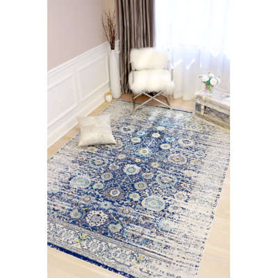 Turkish Chelsea Navy/Ivory Area Rug