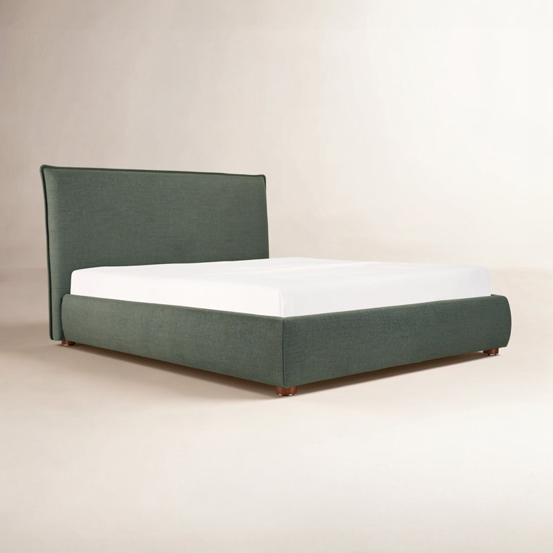 Timothy Upholstered Low Profile Platform Bed, King, Wheat Basketweave, 45.5