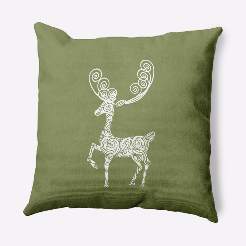 Fancy Holiday Reindeer, 26" x 26", Sage Green