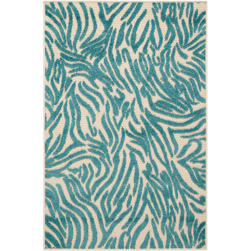 Tapis bleu à rayures Newton, Rectangle 2 pi 8 po x 4 pi