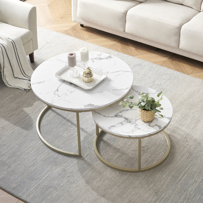 Frame Coffee Table, Soft Gold, White Marble, Marble
