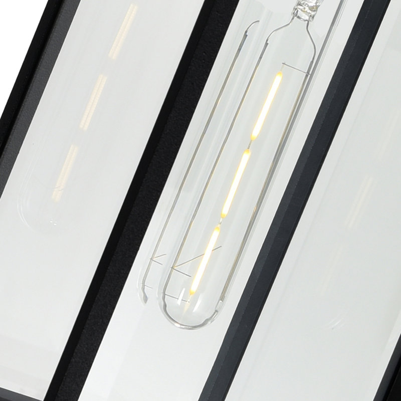 6''x 6'' 1 Light Black Outdoor Wall Light – Weather-Resistant Exterior Lantern with E26 Bulb Base, 14.50" H x 6" W x 6" D