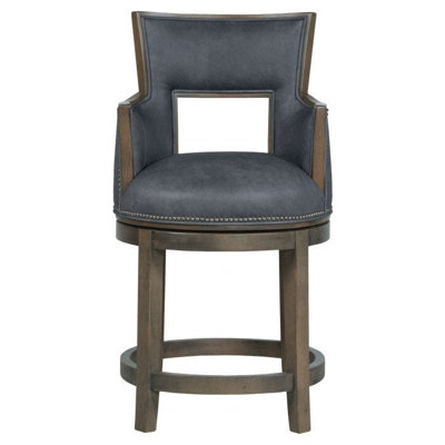 Sidecar Swivel Upholstered Counter Stool with Solid Wood Frame