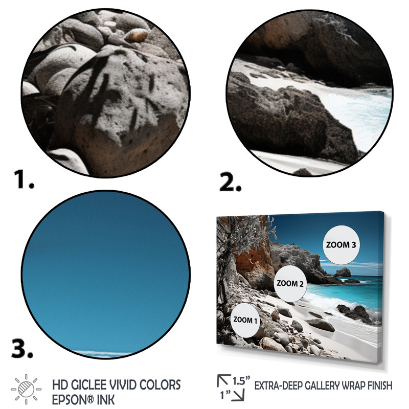Alyas Beach Contrast Black III sur toile, H 30 po x l 40 po, Cadre flottant noir