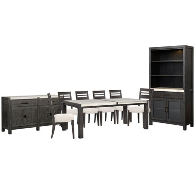 Table de salle à manger rectangulaire avec 6 chaises d'appoint