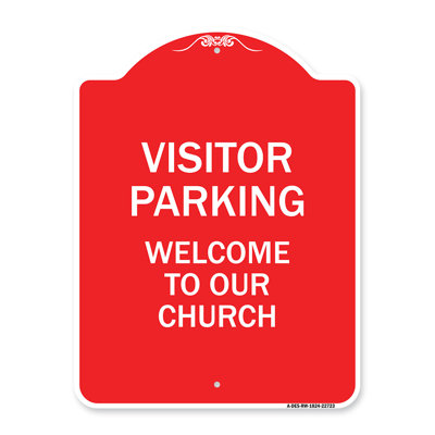 Signmission Designer Series Sign - Visitor Parking, Welcome To Our Church | Red & White 18" X 18" Heavy-Gauge Aluminum Architectural Sign | Protect Yo