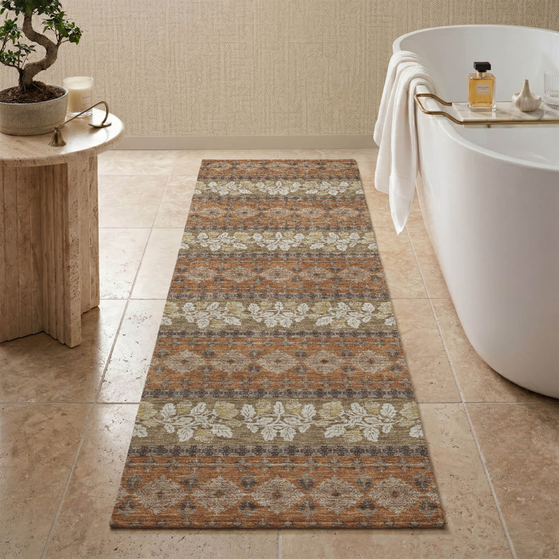 Tapis de qualité supérieure lavable à la machine Mayfield AMF2465, Terra Cotta, Tapis de couloir 2 pi 3 po x 7 pi 6 po