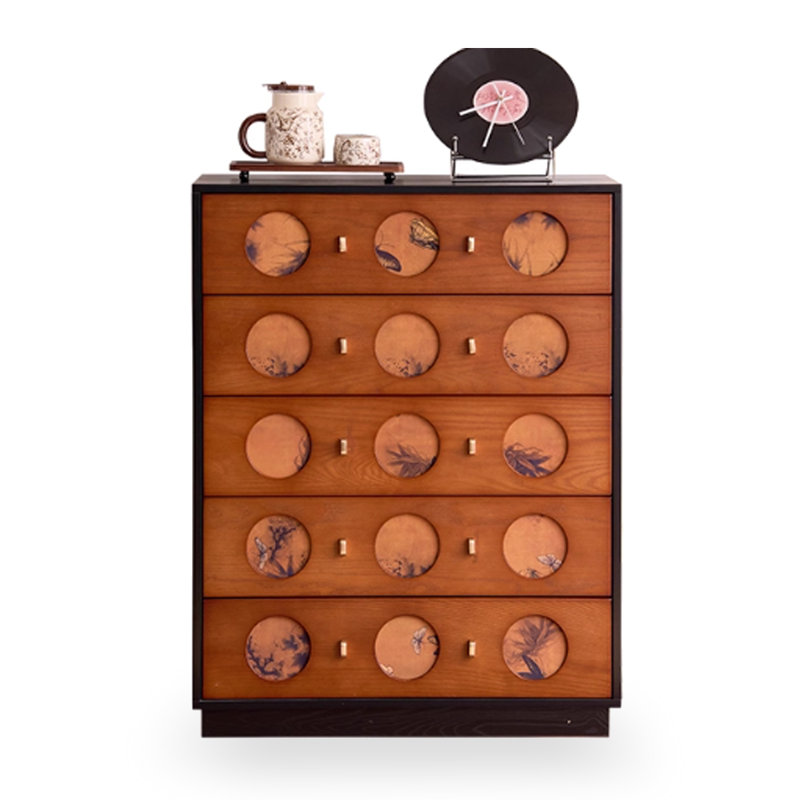 Black+Brown Solid Wood Accent Cabinet