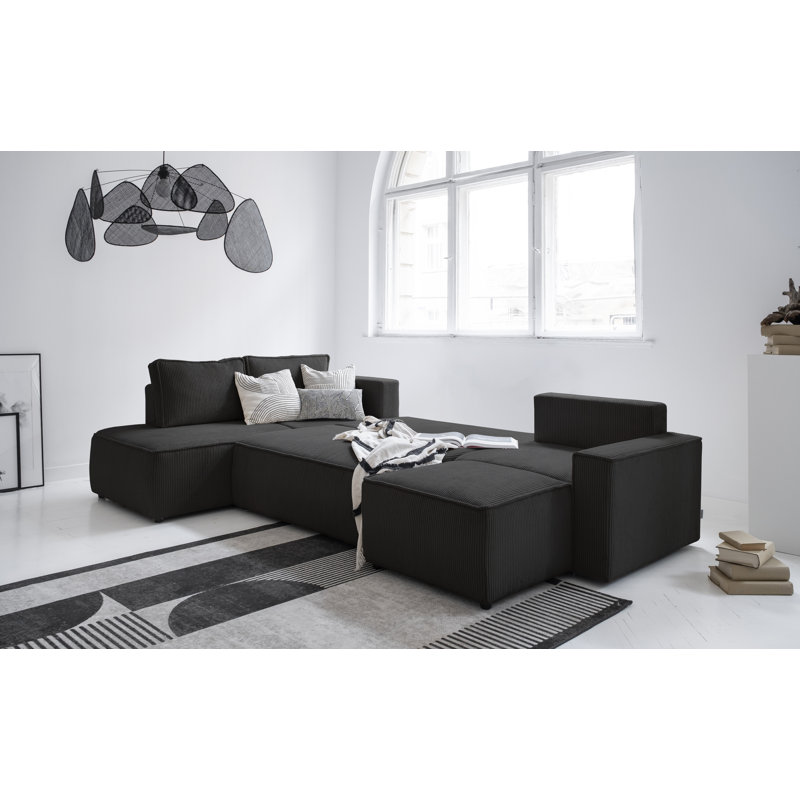 Sofa Bed, Anthracite, Left Hand Facing