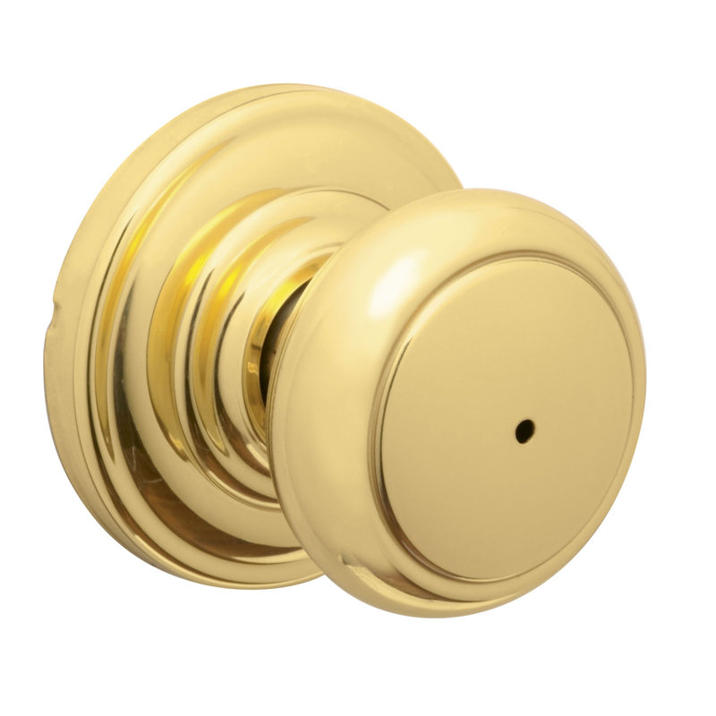 Andover Privacy Door Knob, Bright Brass