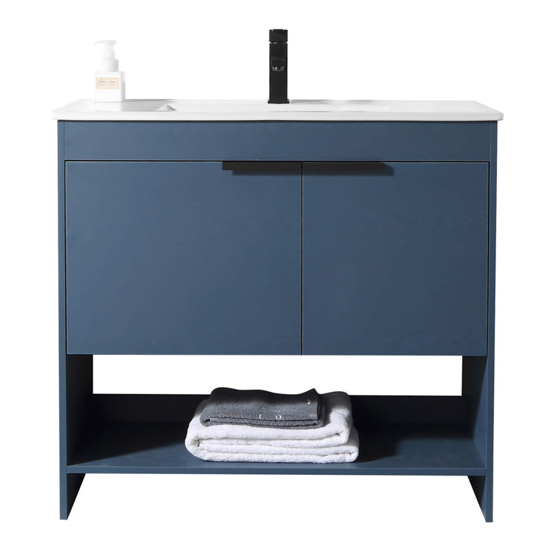 Meuble-lavabo simple 36 po Daendy, Bleu marine