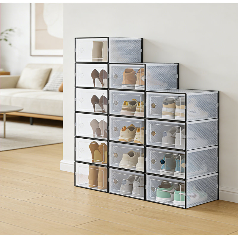 Stackable Shoe Boxes, 15-Pack With Lids