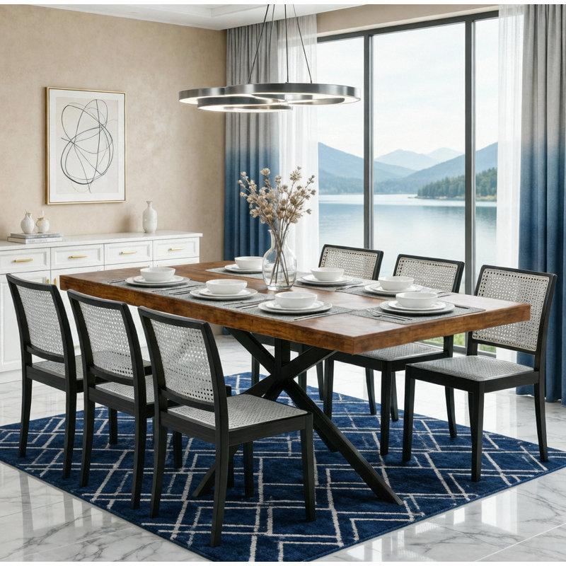 55.11"-70.86"Retro Rectangular Stretch Dining Table, Black Brown