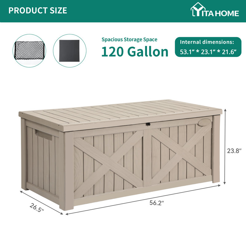 Balconera Deck Box 142.7cm W 450L Lockable Deck Box, Brown