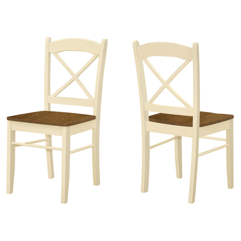 De 2 sièges de salle à manger transitionnels classiques, en bois massif de couleur crème et de chêne, confortables, avec pieds, idéaux pour les cuisines, 2 pièces de chaises de salle à manger et finition, expérience d'assise confortable, pieds en bois et divers environnements